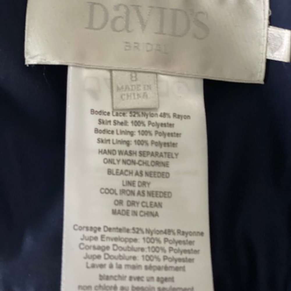 David's Bridal Size 8 Bridesmaid Dress w/Lace - Picture 5 of 6